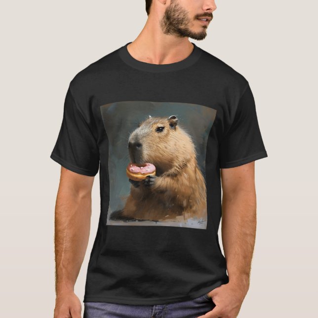 Camiseta Capibara Con Donut Rosa (Anverso)
