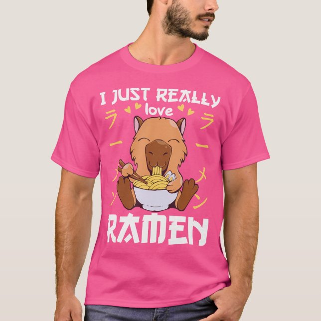 Camiseta Capibara Con Fideos Ramen Kawaii Capybara (Anverso)