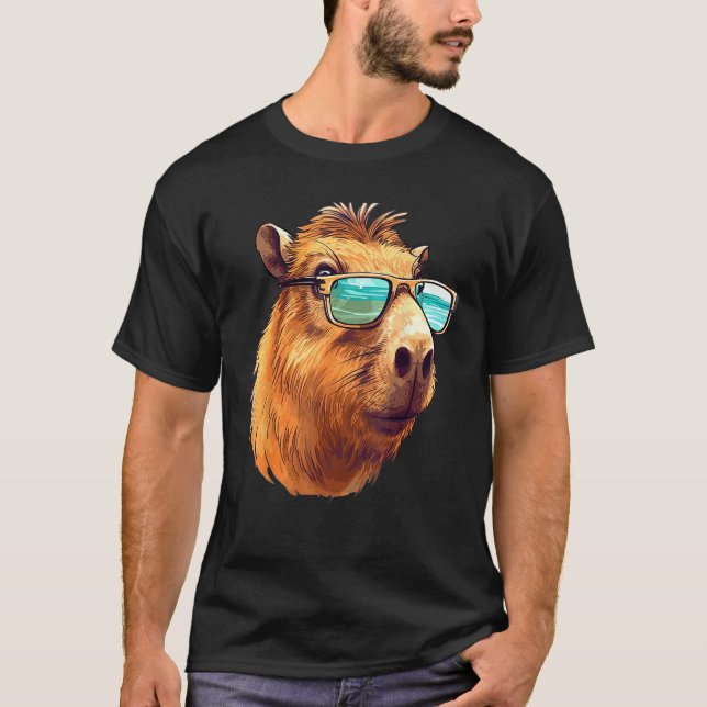 Camiseta Capibara Con Glasses Beach Summer Animal (Anverso)