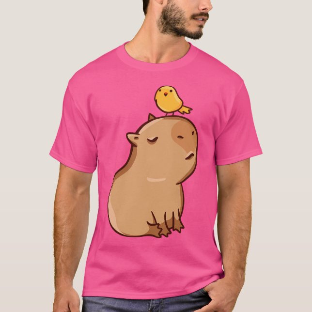 Camiseta Capibara Con Pájaro (Anverso)