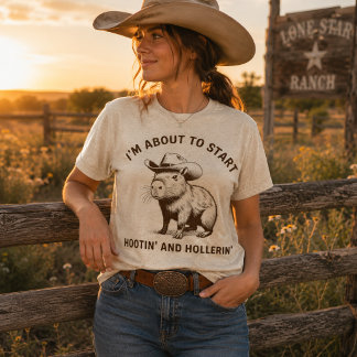 Camiseta Capibara Cowboy Divertido Gritando y Vociferando