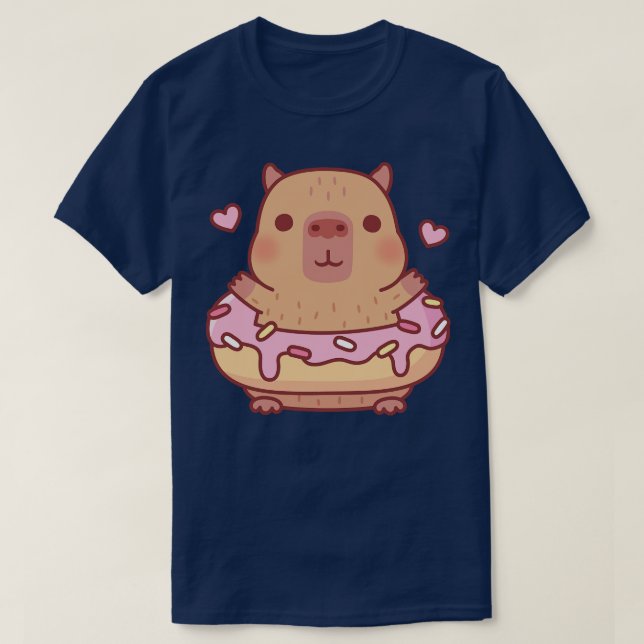 Camiseta Capibara Cuato Con Donut De Escarcha Rosa (Diseño del anverso)