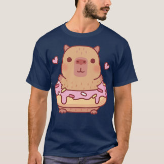 Camiseta Capibara Cuato Con Donut De Escarcha Rosa