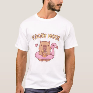 Camiseta Capibara Cute Con Flamingo Pool Floay Mode