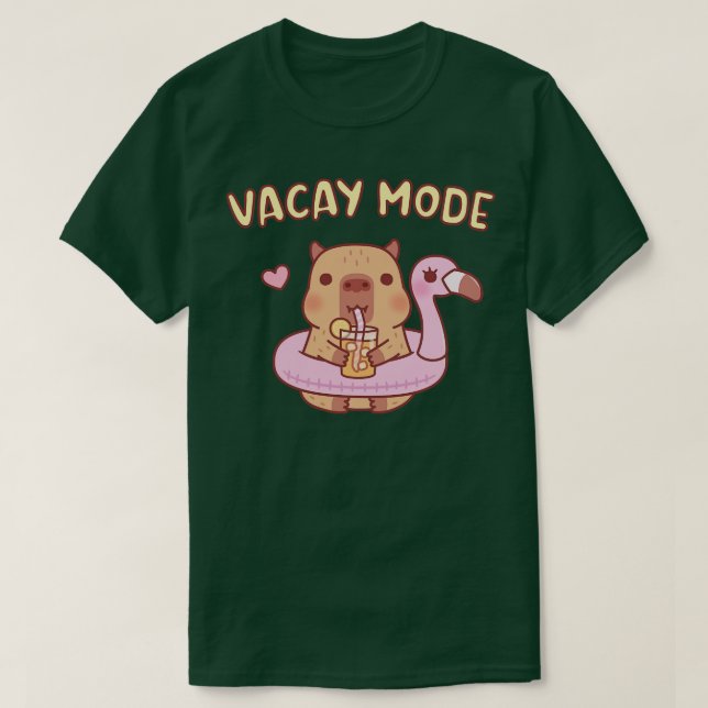 Camiseta Capibara Cute Con Flamingo Pool Floay Mode (Diseño del anverso)