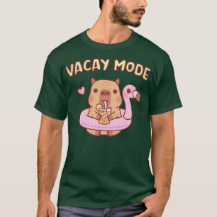 Camiseta Capibara Cute Con Flamingo Pool Floay Mode