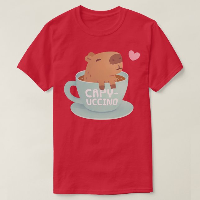 Camiseta Capibara Cuto En Copa Capyucino Humor Pun (Diseño del anverso)
