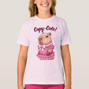 Camiseta Capibara de Moda Copia-Estética Coqueta Rosa Lindo