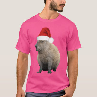 Camiseta Capibara de Navidad sombrero de Santa vintage