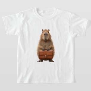 Camiseta Capibara de negocios con maleta corta