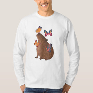 Camiseta Capibara Divertida con Mariposa – Lindo Animal Roe
