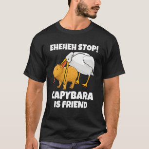 Camiseta Capibara divertida es comida por amigos pelícanos