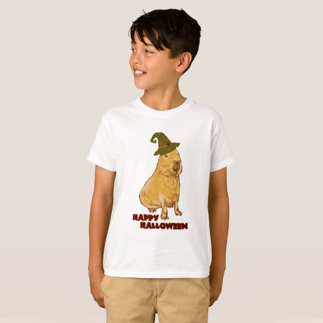 Camiseta Capibara Divertida - Roedor de Halloween (Anverso completo)