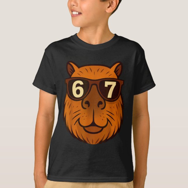 Camiseta Capibara Divertida Solteros 67 Seis Siete Meme  (Anverso)