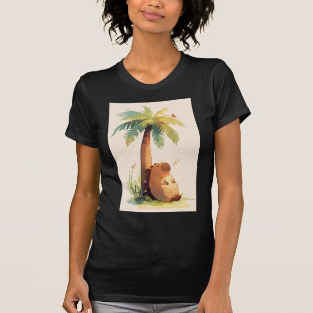 Camiseta Capibara Durmiendo Bajo Palma (Anverso)