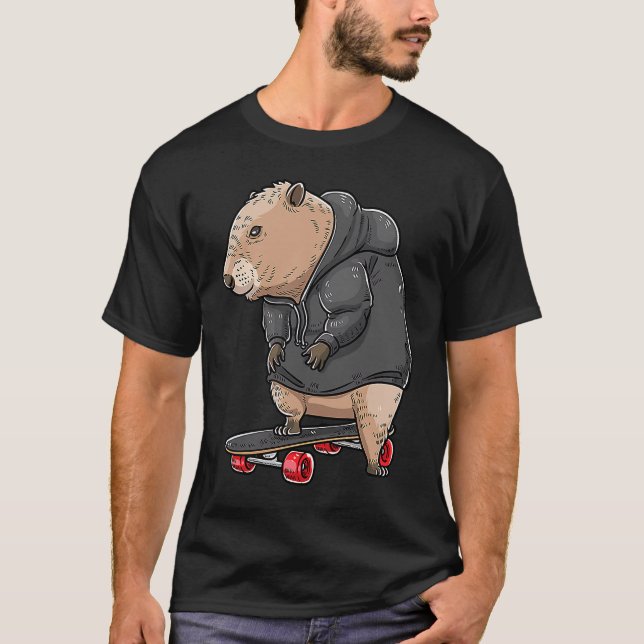 Camiseta Capibara En Skateboard Rodent Skateboarde (Anverso)