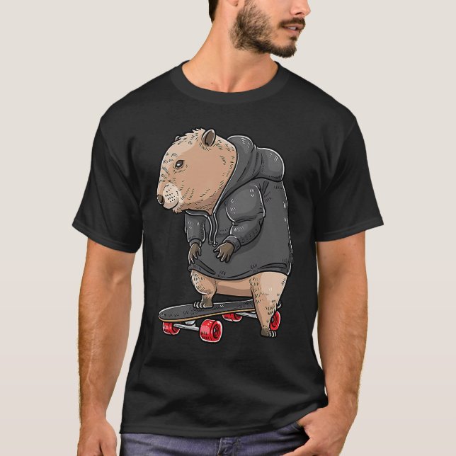 Camiseta Capibara En Skateboard Rodent Skateboarde (Anverso)