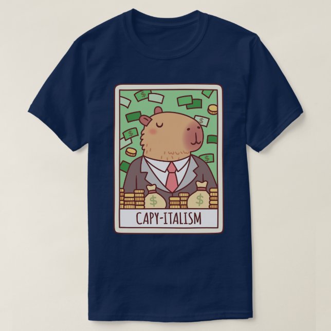 Camiseta Capibara Gracioso En Un Negocio Con Capita De Capi (Diseño del anverso)