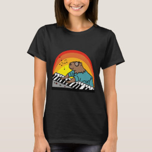 Camiseta Capibara Jugando Piano Divertido Capibara Animal L