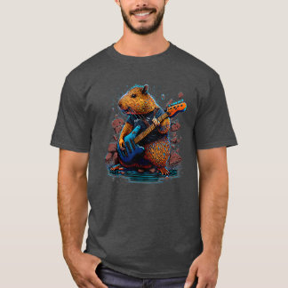 Camiseta Capibara Jugando Rock de guitarra eléctrica 4