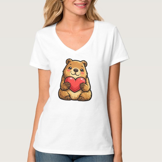 Camiseta Capibara Kawaii con corazón Capibara linda de San  (Anverso)