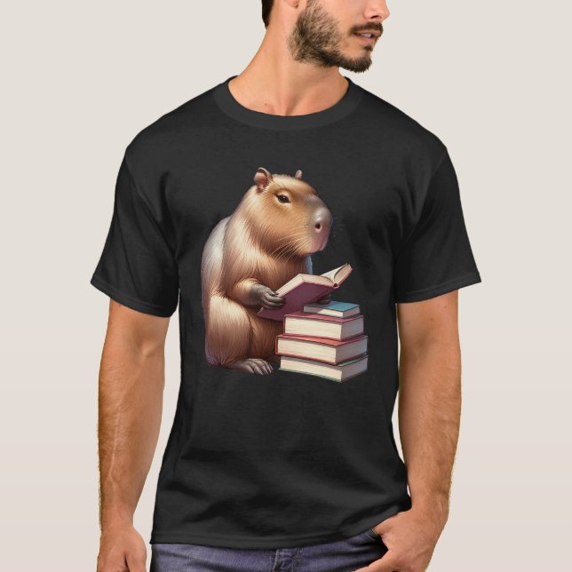 Camiseta Capibara Leer Lector de Libros Bookworm Capybara (Anverso)