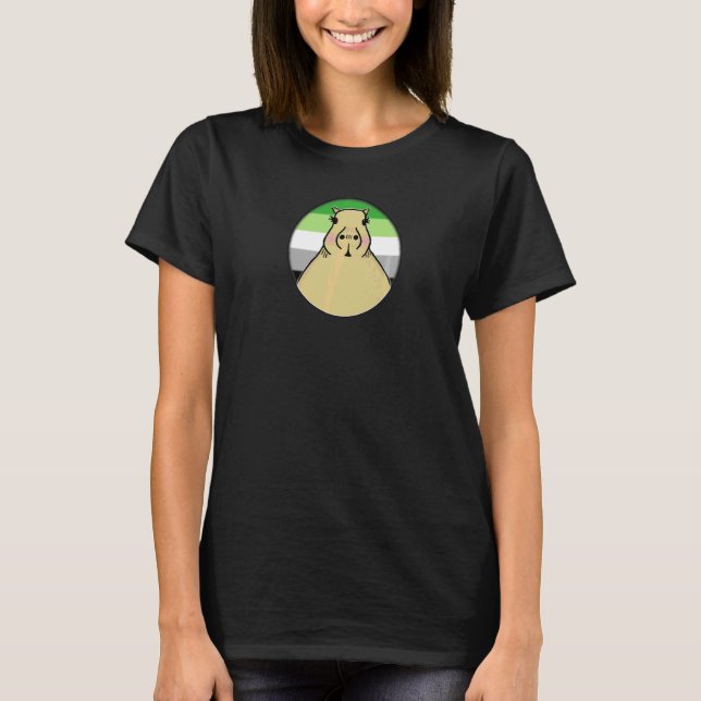 Camiseta Capibara LGBTQIA+ en círculo de arcoíris de orgull (Anverso)