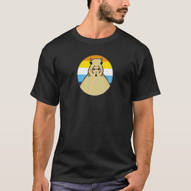 Camiseta Capibara LGBTQIA+ en círculo de orgullo arcoíris A (Anverso)