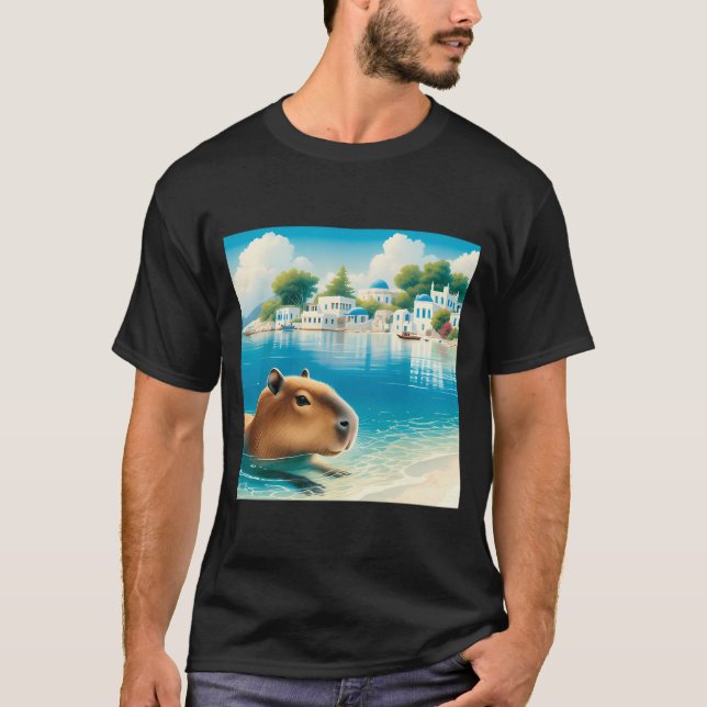 Camiseta Capibara Nadando En Grecia (Anverso)