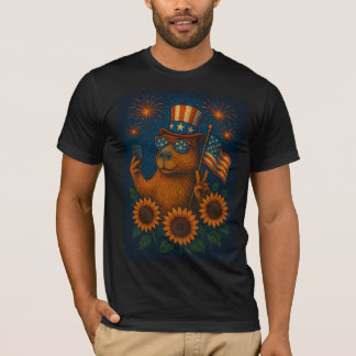 Camiseta Capibara patriótico 4 de julio fuegos artificiales