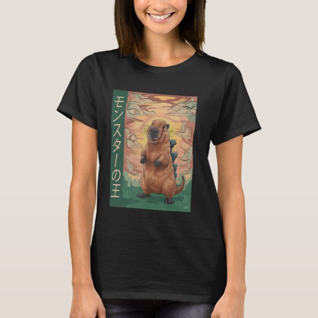 Camiseta Capibara Rey Del Monstruo Capyzilla Gracioso Para  (Anverso)