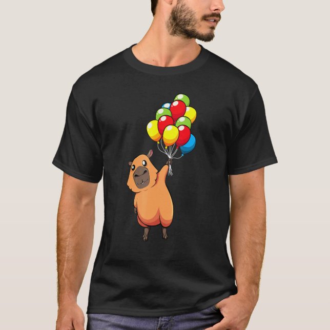 Camiseta Capibara Sujetando globos Carpincho Nacimiento de  (Anverso)