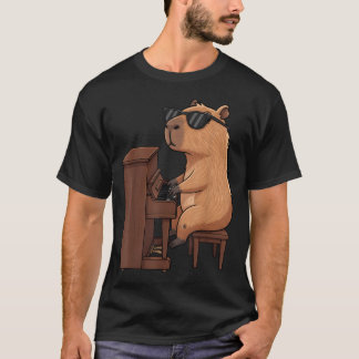 Camiseta Capibara Tocando Piano Músico Chicas Lindas
