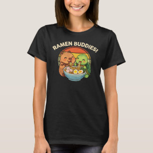 Camiseta Capibara Tortuga Amigos de Ramen Fideos Retro Kawa