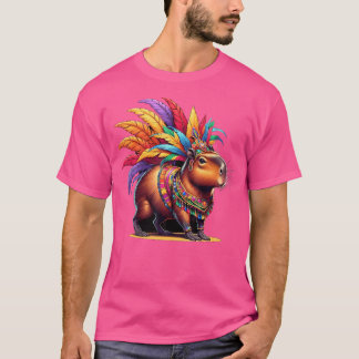 Camiseta Capibara Vistiendo Una Colorida Dirección Tribal C