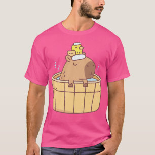 Camiseta Capibara y Aves relajantes en el balneario de Baño
