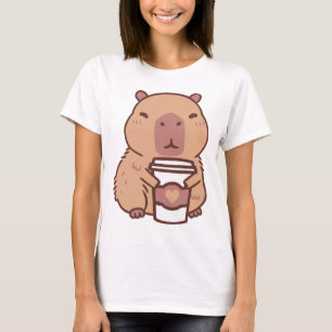 Camiseta Capibara y el cappuccino de café