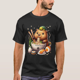 Camiseta Capibara Y Tortuga Compartiendo Mochilas Y Ramen K