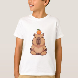 Camiseta Capibara Zen Meditando Naranja Niños