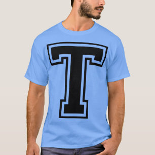 Camiseta Capital Letter Name Initial Monogram T Black Text