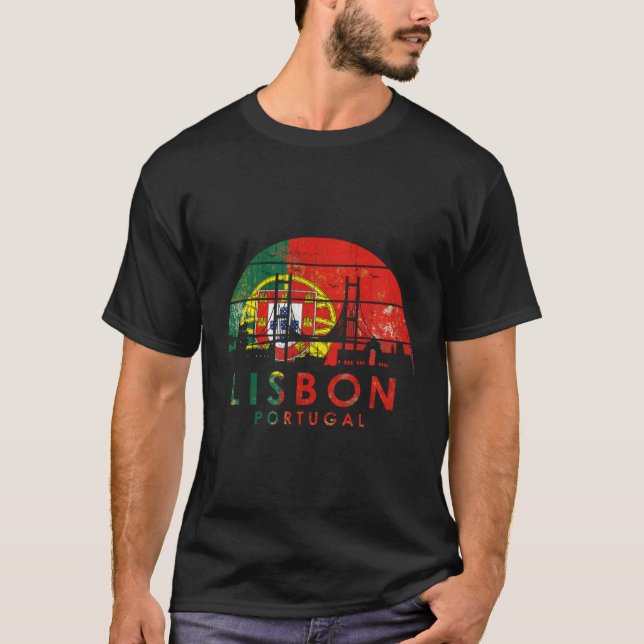 Camiseta Capital paisajística del estilo Lisboa Portugal (Anverso)