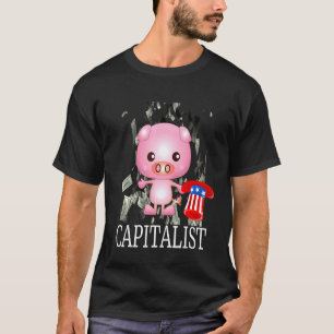 Camiseta Capitalista Con Cerdo En El Tío Sam Gorra Money Vo