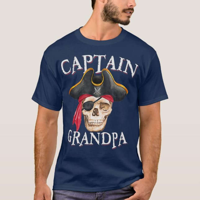 Camiseta Capitán Abuelo Halloween Skull Pirate Gorra (Anverso)