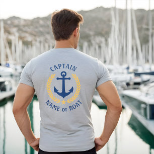 Camiseta Capitán Ancla Bote Nombre Laurel De Oro Dos Lados