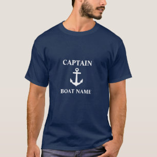 Camiseta Capitán Ancla Bote Nombre Marina Azul