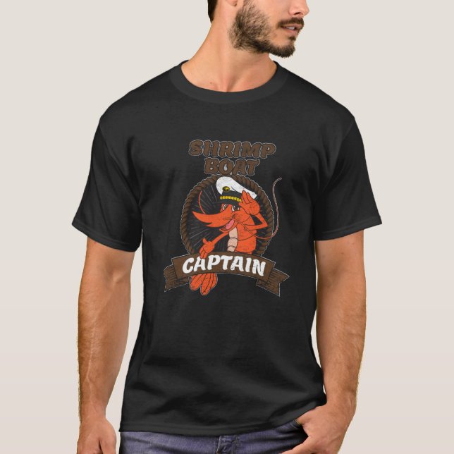 Camiseta Capitán Barco de camarón Cute Personalizado de mar (Anverso)