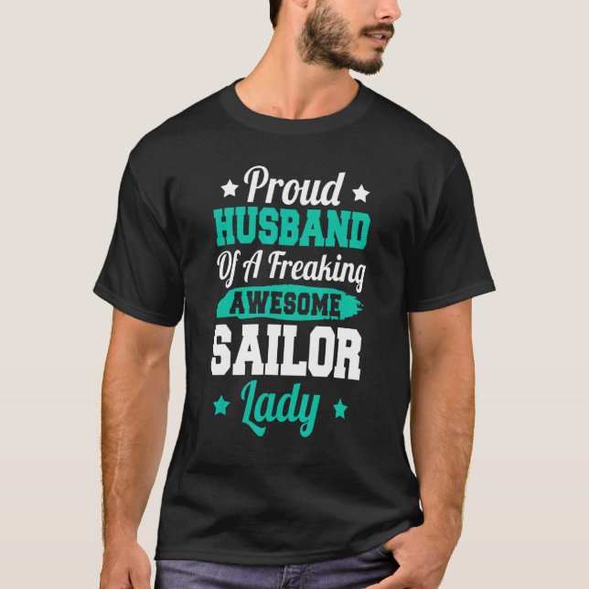 Camiseta Capitán Bote Naval Naval en barco Marido (Anverso)