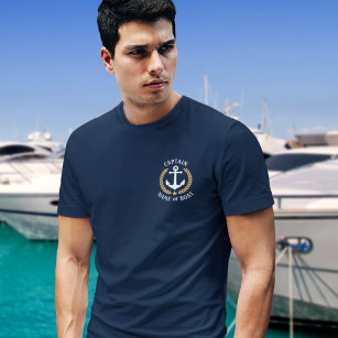 Camiseta Capitán de Ancla Náutica Nombre Armada de Laurel d