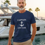 Camiseta Capitán de anclaje Añadir nombre o nombre de barco<br><div class="desc">Capitán de anclaje Añadir nombre o nombre de barco Navy camiseta azul</div>