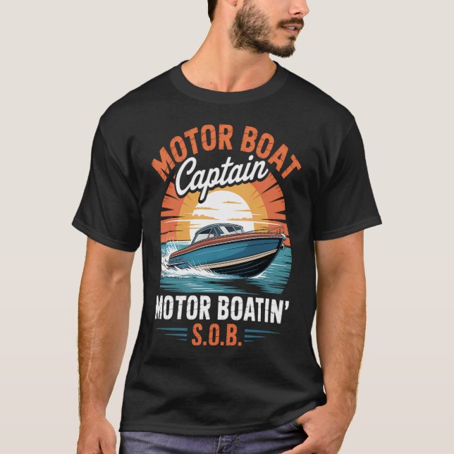 Camiseta Capitán de barco de motor de navegación (Anverso)
